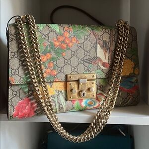Gucci Padlock Shoulder Bag Tian Print GG Coated Canvas Brown, Print